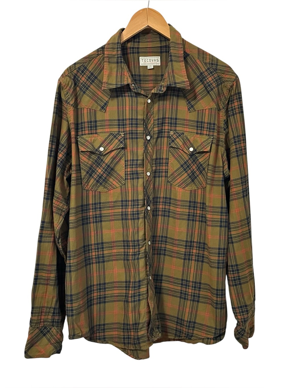Tecovas Pearl Snap Large Plaid Western Long Sleeve Button Up Cowboy Shirt Size L